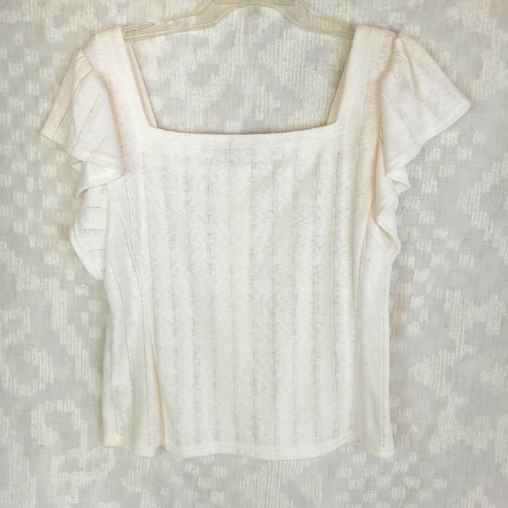 Code x Mode ivory top button front square neckline flare sleeves fairy girly M - Picture 3 of 8